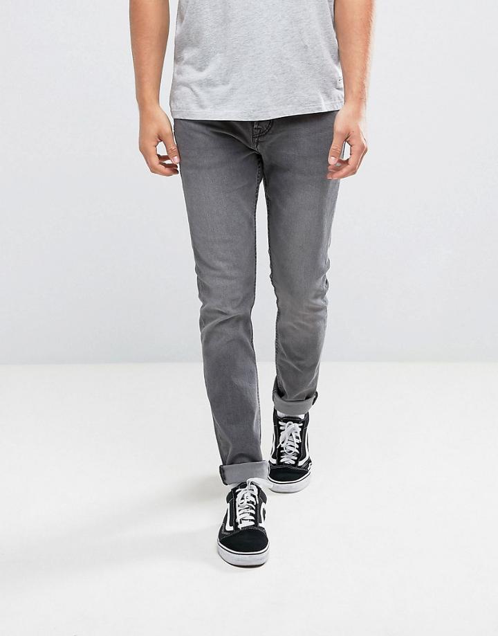 Pull & Bear Slim Jeans In Gray Wash - Gray