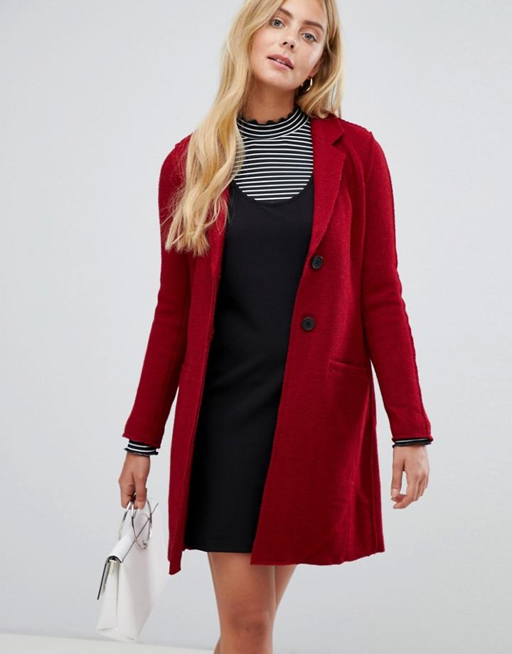 Only Ella Wool Blend Slim Coat - Red