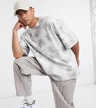 Collusion Oversized T-shirt With Logo Print In Tie Dye Pique-grey