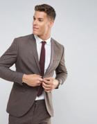 Selected Homme Slim Suit Jacket In Texture - Brown