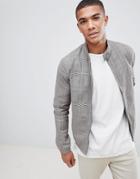 New Look Harrington Jacket In Gray Check - Gray