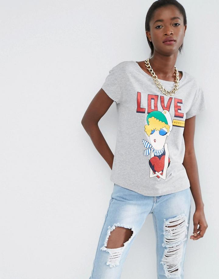 Love Moschino Hugging Heart T-shirt - Gray