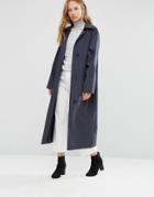 Cooper & Stollbrand Oversized Relaxed Fit Duster Coat In Navy - Navy