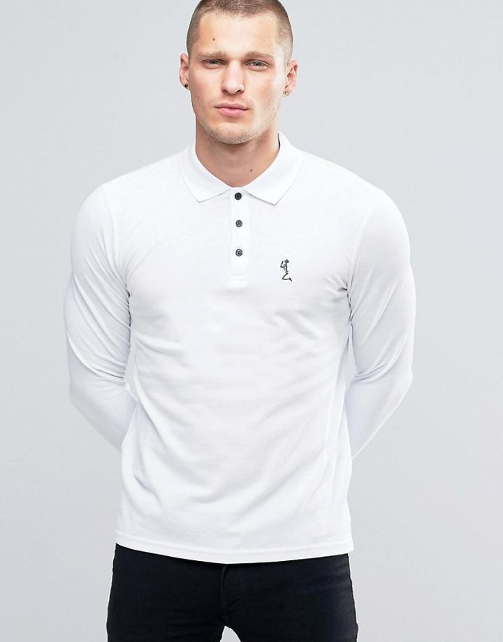 Religion Long Sleeve Pique Polo - White