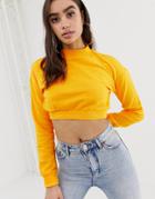 Asos Design Super Crop Sweatshirt In Yellow - Yellow