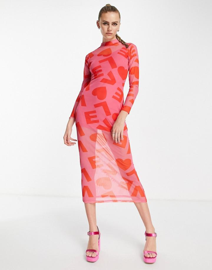 Never Fully Dressed Love Midaxi Dress In Red And Pink