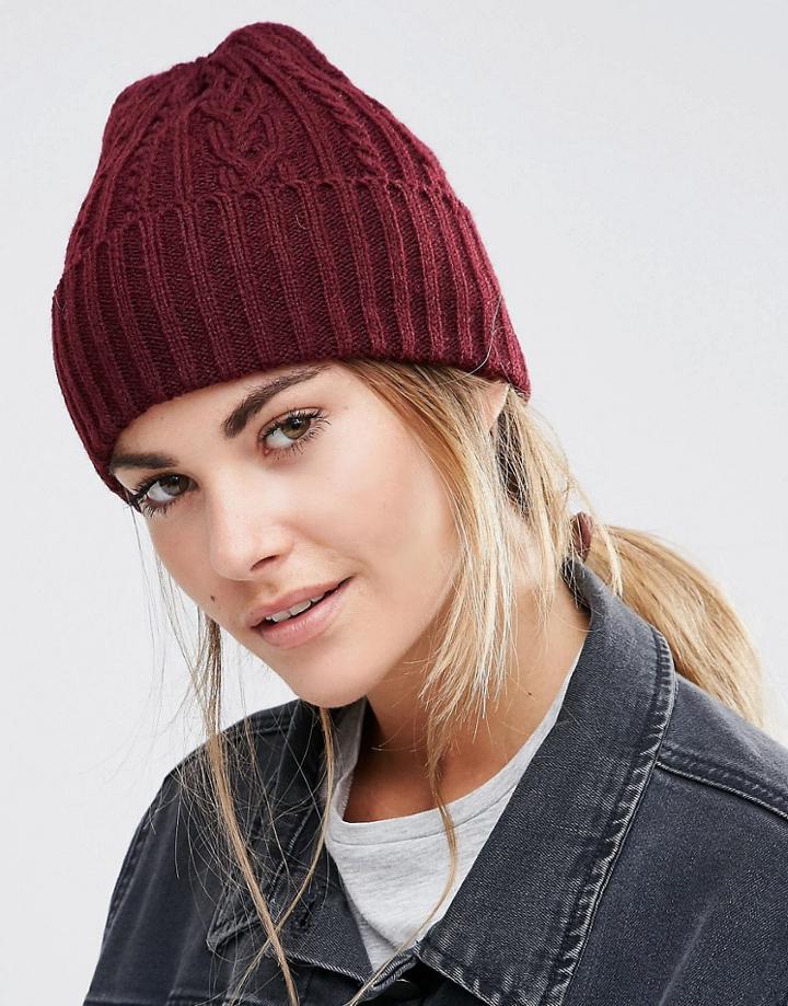 New Look Cable Beanie - Purple