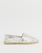 Asos Design Festival Espadrilles In Silver