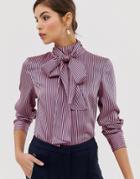 Ted Baker Leynta Pussybow Striped Blouse - Pink