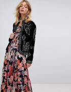 Rd & Koko Velvet High Neck Jacket - Black