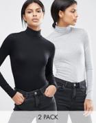 Asos The Turtleneck Top 2 Pack - Black