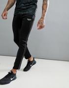 Muscle Monkey Skinny Joggers In Black With Reflective Piping - Black