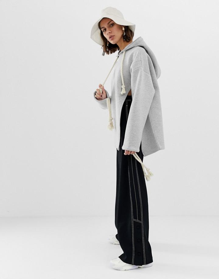 Asos White Side Split Hoodie-gray