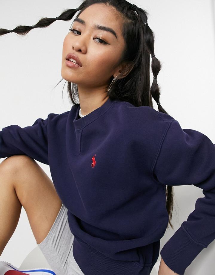 Polo Ralph Lauren Horse Logo Sweater In Navy