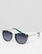 7x Angled Sunglasses With Faded Lens - Green