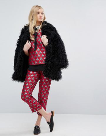 Sister Jane Cigarette Pants In Bee Jacquard Co-ord - Red