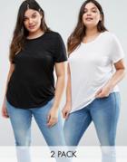 Asos Curve The Ultimate T-shirt With Curved Hem 2 Pack - Multi