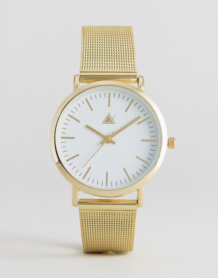 Asos Gold Clean Mesh Strap Watch - Gold