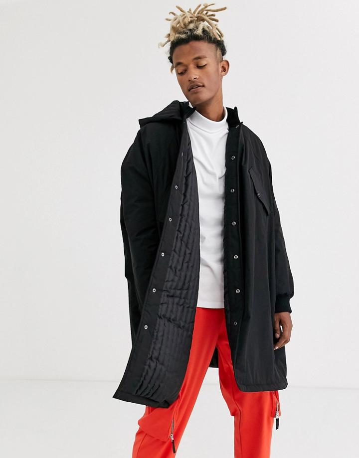 Asos Design Oversized Parka In Black