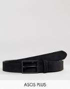 Asos Plus Smart Slim Belt In Black Faux Suede - Black