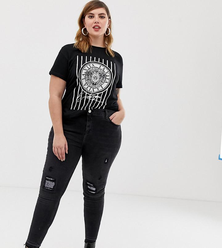 River Island Plus Amelie Skinny Jeans - Blue