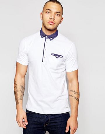 Dickens And Browne Dobby Polo Shirt - White