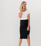 New Look Maternity Ribbed Side Split Skirt In Black - Black