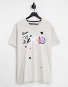 Nike Be True Graphic Oversized T-shirt In Stone-neutral