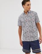 Asos Design Relaxed 90s Print Shirt In Cotton - White