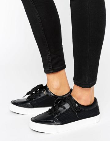 New Look Leather Look Sneaker - Black