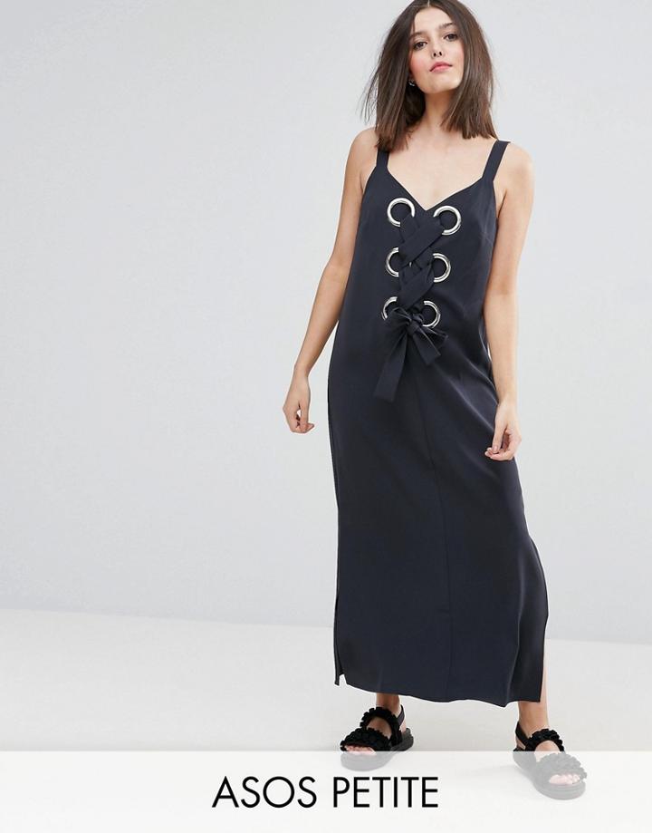 Asos Petite Eyelet Detail Maxi Dress - Gray