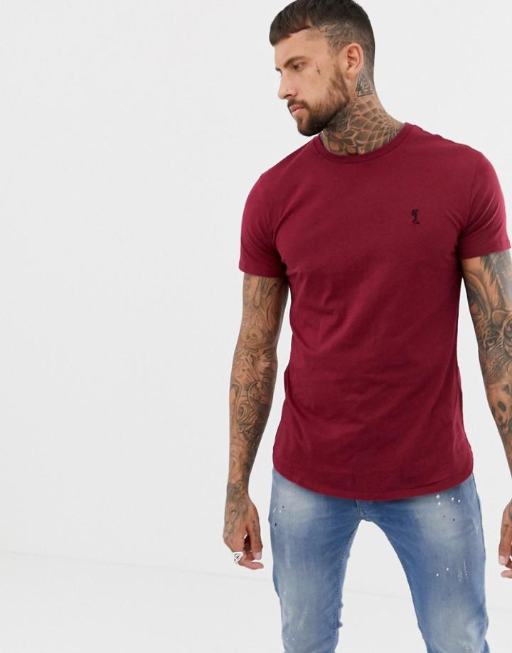 Religion Longline Logo T-shirt In Burgundy-red