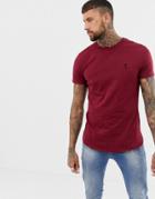 Religion Longline Logo T-shirt In Burgundy-red