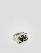 Asos Design Ring With Egyptian Beetle In Mixed Plating - Silver