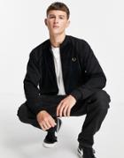 Fred Perry Velour Bomber Jacket In Black
