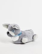 Asos Design Zanny French Bulldog Slippers In Gray