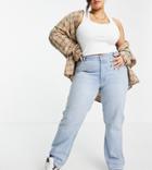 Asos Design Curve Cotton Blend Mid Rise '90s' Straight Leg Jeans In Light Wash - Mblue-blues