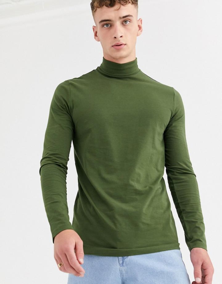 Weekday Ted Turtleneck In Khaki-green