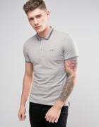 Armani Jeans Slim Fit Pique Polo Tipped Logo In Gray Melange - Gray