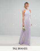 Tfnc Tall Wedding High Neck Pleated Maxi Dress - Purple