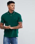Armani Exchange Slim Fit Tipped Collar Logo Polo In Green - Green