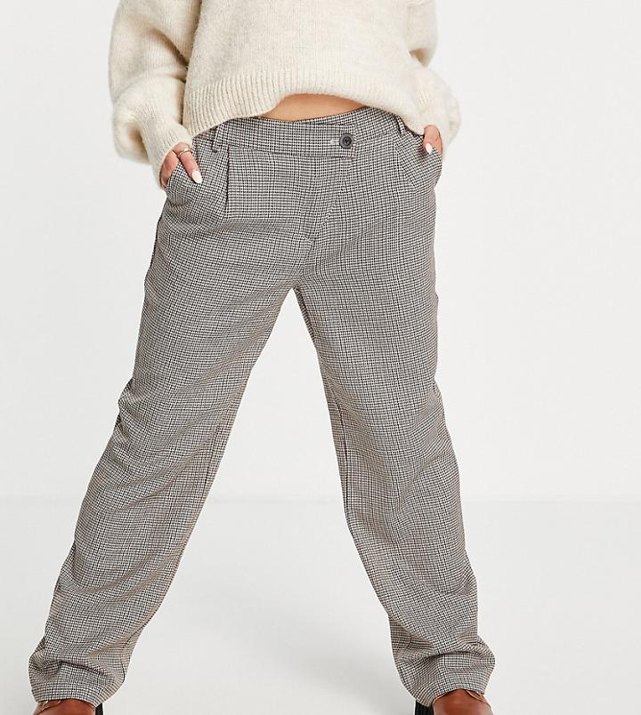 Only Exclusive Oversized Tailored Pants In Brown Check-multi