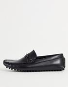 Truffle Collection Faux Leather Metal Trim Drivers In Black