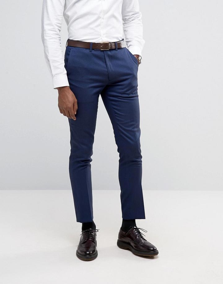 Rudie Slim Fit Suit Pants In Blue Jacquard - Blue