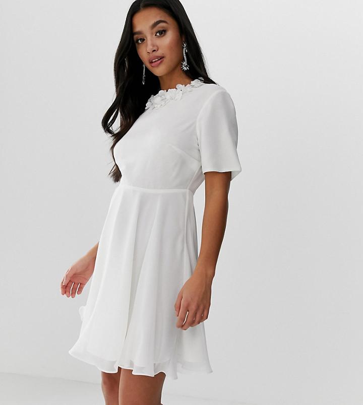 Asos Design Petite Crop Top Embellished Neckline Mini Dress-multi