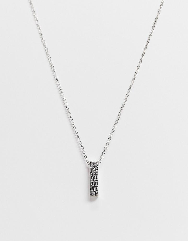 Icon Brand Cracked Bar Necklace In Silver
