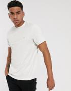 Farah Dennis Slim Fit Logo T-shirt In White Marl