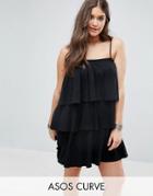 Asos Curve Tiered Strappy Sundress - Black