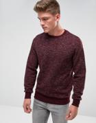 Threadbare Space Dye Quilted Crew Neck Sweat - Red