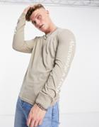 Abercombie & Fitch Long Sleeve Logo T-shirt In Brown